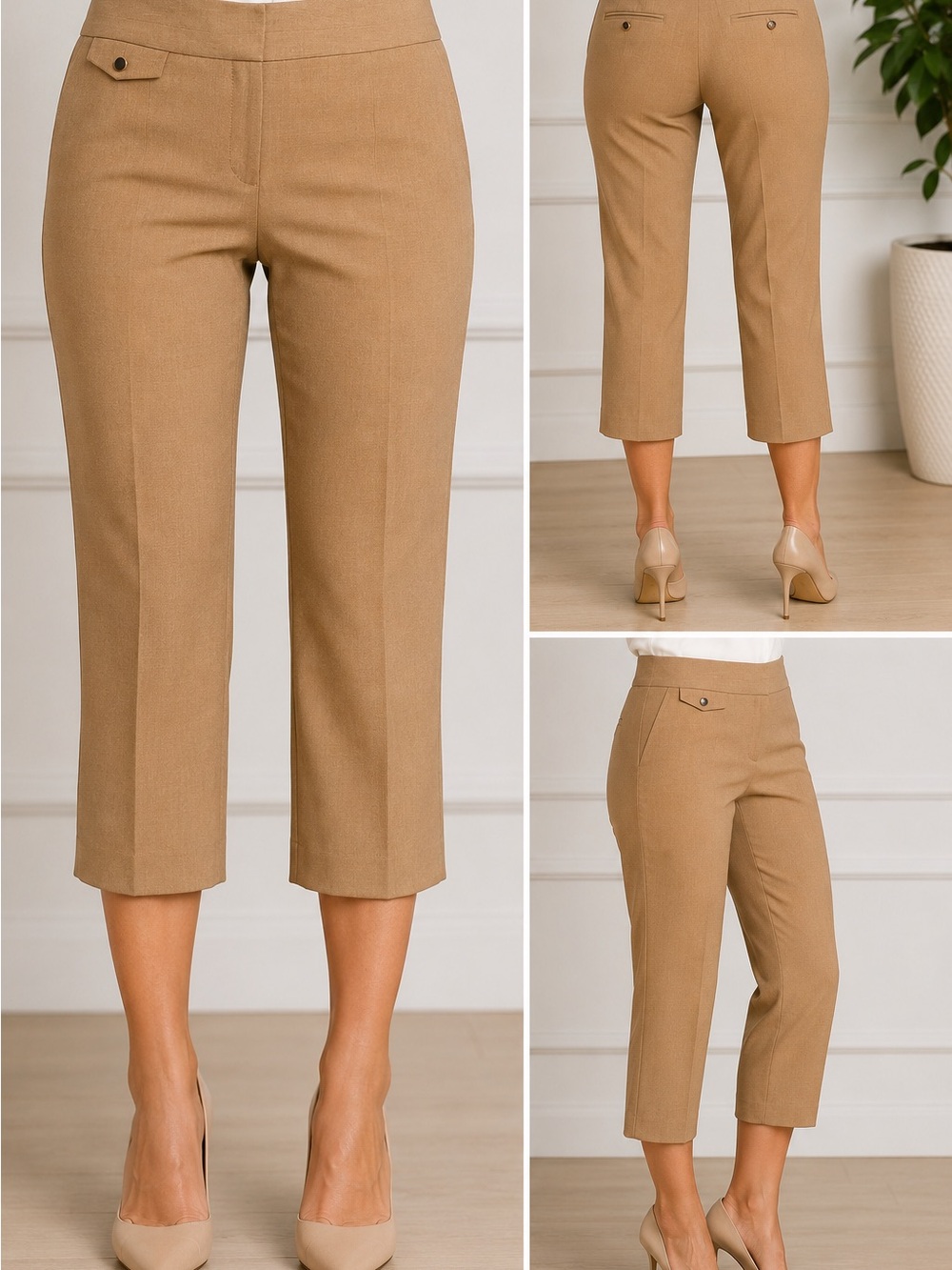 Worthington Camel Career Capri Pants Women’s Size 2 Office Cropped Trousers